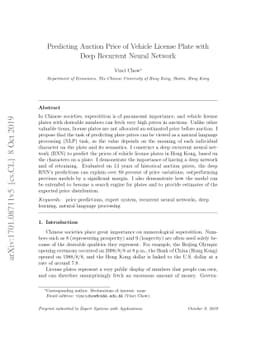 Predicting Auction Price of Vehicle License Plate with Deep Recurrent
  Neural Network