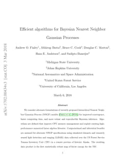Efficient algorithms for Bayesian Nearest Neighbor Gaussian Processes