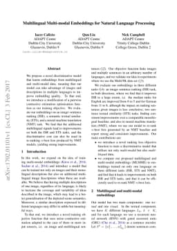 Multilingual Multi-modal Embeddings for Natural Language Processing