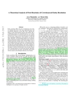 A Theoretical Analysis of First Heuristics of Crowdsourced Entity
  Resolution
