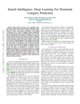 Search Intelligence: Deep Learning For Dominant Category Prediction