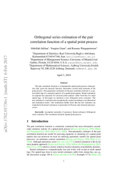 Orthogonal series estimation of the pair correlation function of a
  spatial point process