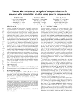 Toward the automated analysis of complex diseases in genome-wide
  association studies using genetic programming
