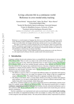 Living a discrete life in a continuous world: Reference with distributed
  representations