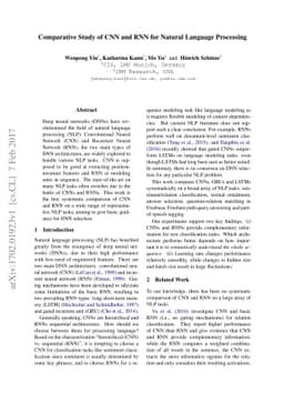 Comparative Study of CNN and RNN for Natural Language Processing