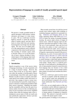 Representations of language in a model of visually grounded speech
  signal