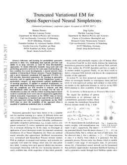 Truncated Variational EM for Semi-Supervised Neural Simpletrons