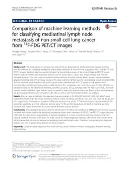 Comparison of machine learning methods for classifying mediastinal lymph
  node metastasis of non-small cell lung cancer from 18F-FDG PET/CT images