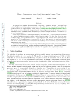 Matrix Completion from $O(n)$ Samples in Linear Time