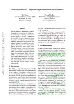 Predicting Audience's Laughter Using Convolutional Neural Network