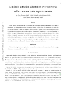 Multitask diffusion adaptation over networks with common latent
  representations