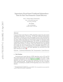Approximate Kernel-based Conditional Independence Tests for Fast
  Non-Parametric Causal Discovery