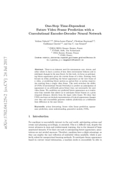 One-Step Time-Dependent Future Video Frame Prediction with a
  Convolutional Encoder-Decoder Neural Network