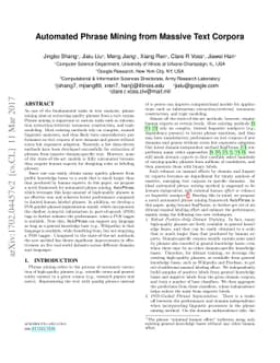 Automated Phrase Mining from Massive Text Corpora