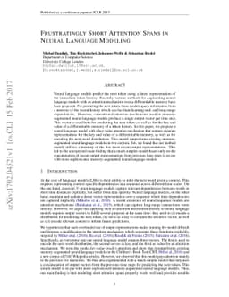 Frustratingly Short Attention Spans in Neural Language Modeling