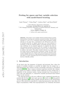 Probing for sparse and fast variable selection with model-based boosting