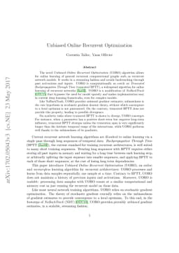 Unbiased Online Recurrent Optimization