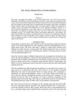 The Absent-Minded Driver Problem Redux