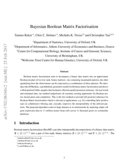 Bayesian Boolean Matrix Factorisation