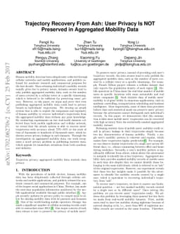 Trajectory Recovery From Ash: User Privacy Is NOT Preserved in
  Aggregated Mobility Data