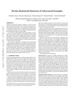On the (Statistical) Detection of Adversarial Examples