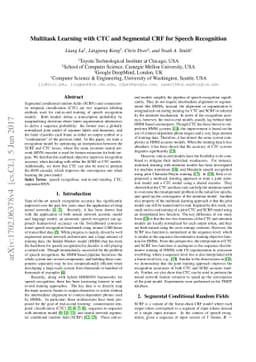 Multitask Learning with CTC and Segmental CRF for Speech Recognition