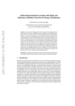 Online Representation Learning with Single and Multi-layer Hebbian
  Networks for Image Classification