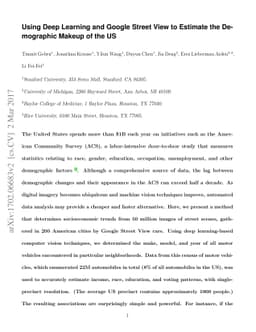 Using Deep Learning and Google Street View to Estimate the Demographic
  Makeup of the US