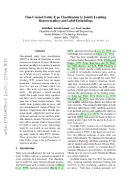 Fine-Grained Entity Type Classification by Jointly Learning
  Representations and Label Embeddings