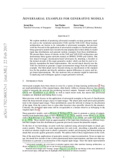 Adversarial examples for generative models