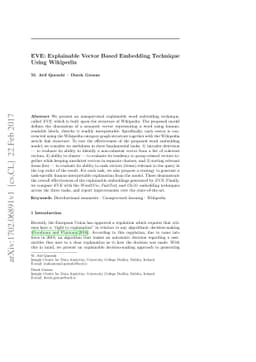 EVE: Explainable Vector Based Embedding Technique Using Wikipedia