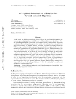 An Algebraic Formalization of Forward and Forward-backward Algorithms