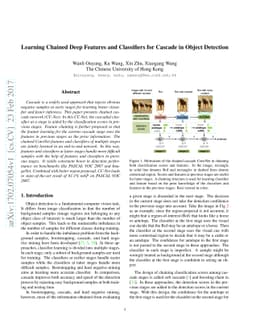 Learning Chained Deep Features and Classifiers for Cascade in Object
  Detection