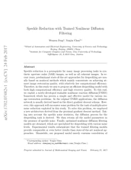 Speckle Reduction with Trained Nonlinear Diffusion Filtering