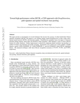 Toward high-performance online HCCR: a CNN approach with DropDistortion,
  path signature and spatial stochastic max-pooling