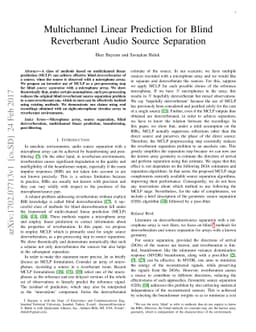 Multichannel Linear Prediction for Blind Reverberant Audio Source
  Separation