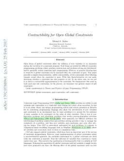 Contractibility for Open Global Constraints