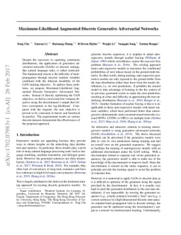 Maximum-Likelihood Augmented Discrete Generative Adversarial Networks