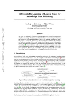 Differentiable Learning of Logical Rules for Knowledge Base Reasoning