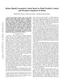 Robust Bipedal Locomotion Control Based on Model Predictive Control and
  Divergent Component of Motion