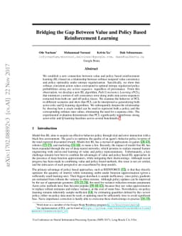 Bridging the Gap Between Value and Policy Based Reinforcement Learning