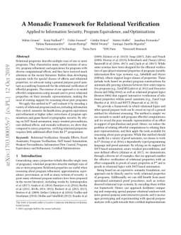 A Monadic Framework for Relational Verification: Applied to Information
  Security, Program Equivalence, and Optimizations