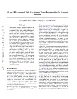 Gram-CTC: Automatic Unit Selection and Target Decomposition for Sequence
  Labelling
