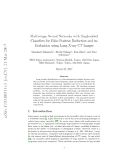 Multi-stage Neural Networks with Single-sided Classifiers for False
  Positive Reduction and its Evaluation using Lung X-ray CT Images