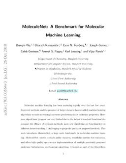 MoleculeNet: A Benchmark for Molecular Machine Learning