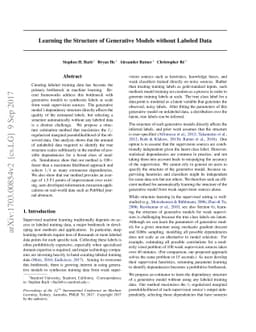 Learning the Structure of Generative Models without Labeled Data