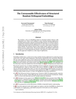 The Unreasonable Effectiveness of Structured Random Orthogonal
  Embeddings