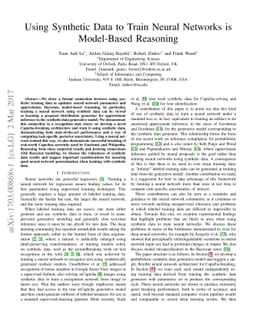 Using Synthetic Data to Train Neural Networks is Model-Based Reasoning