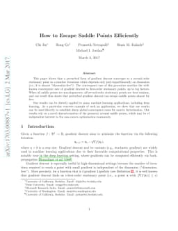 How to Escape Saddle Points Efficiently