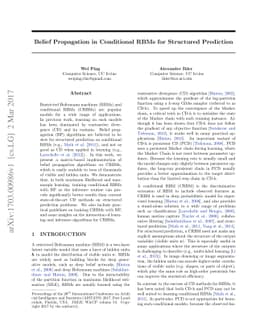 Belief Propagation in Conditional RBMs for Structured Prediction